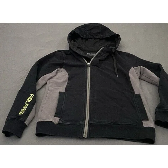 Polaris Jacket Womens Medium Black Gray Full Zip Hoodie Sweatshirt Long Sleeve - Picture 4 of 12